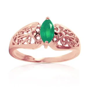 0.2 Carat 14K Solid Rose Gold Filigree Ring Natural Emerald