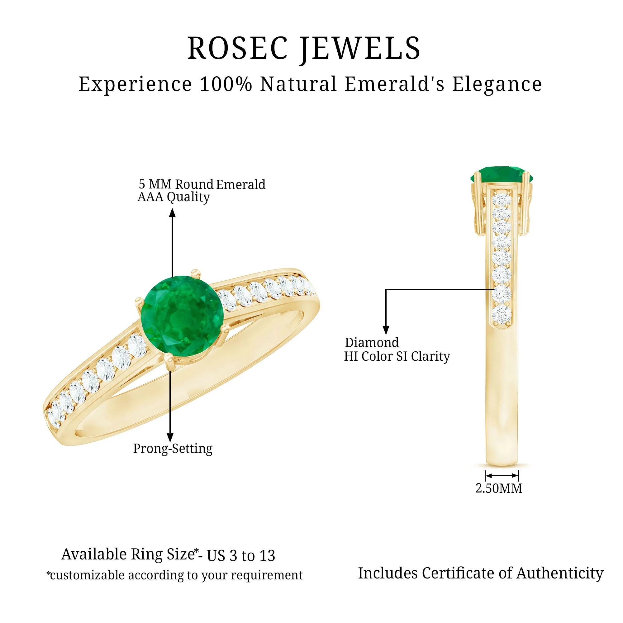 1 CT Classic Emerald and Diamond Ring