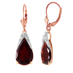 10 Carat 14K Solid Rose Gold Leverback Earrings Natural Garnet