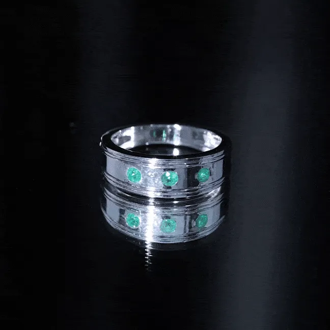 1/4 CT Real Emerald Modern Band Ring in Gypsy Setting