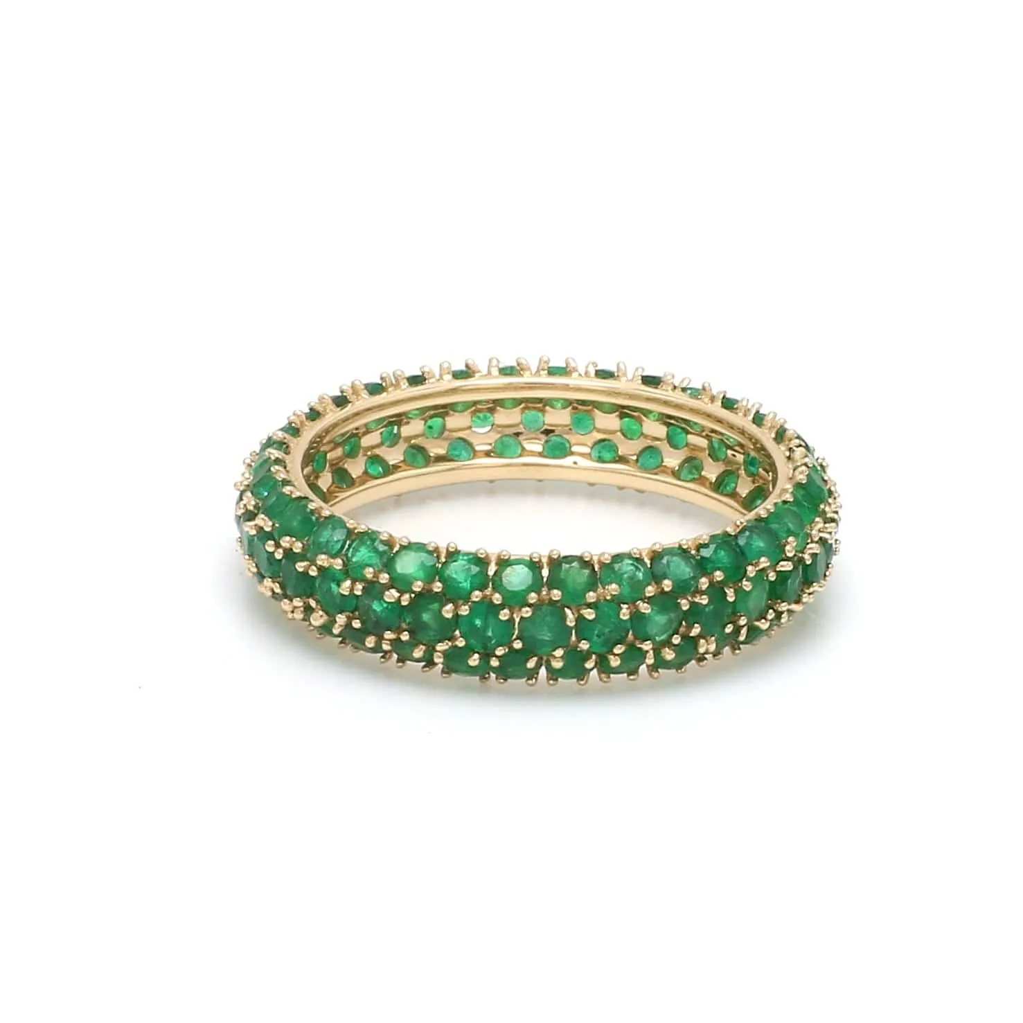 14K or 18K Gold Pave Emerald Eternity Band