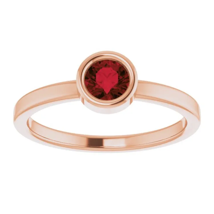 14K Rose 4.5 mm Natural Mozambique Garnet Ring