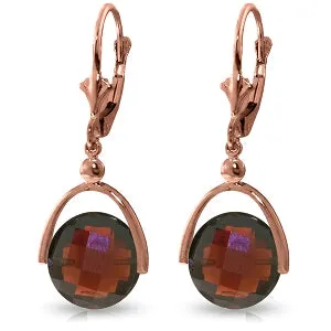 14K Solid Rose Gold Leverback Earrings Garnet Certified