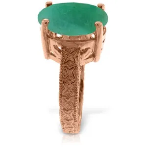 14K Solid Rose Gold Ring w/ Natural Oval Emerald