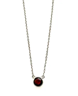 14K White Gold Garnet Necklace