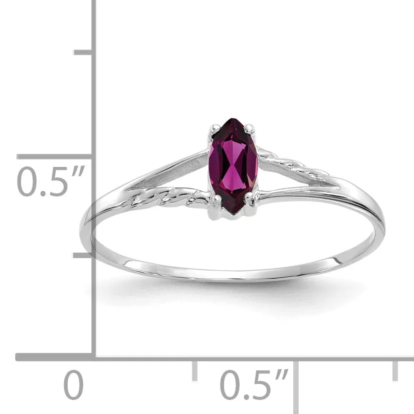 14k White Gold Rhodolite Garnet Birthstone Ring