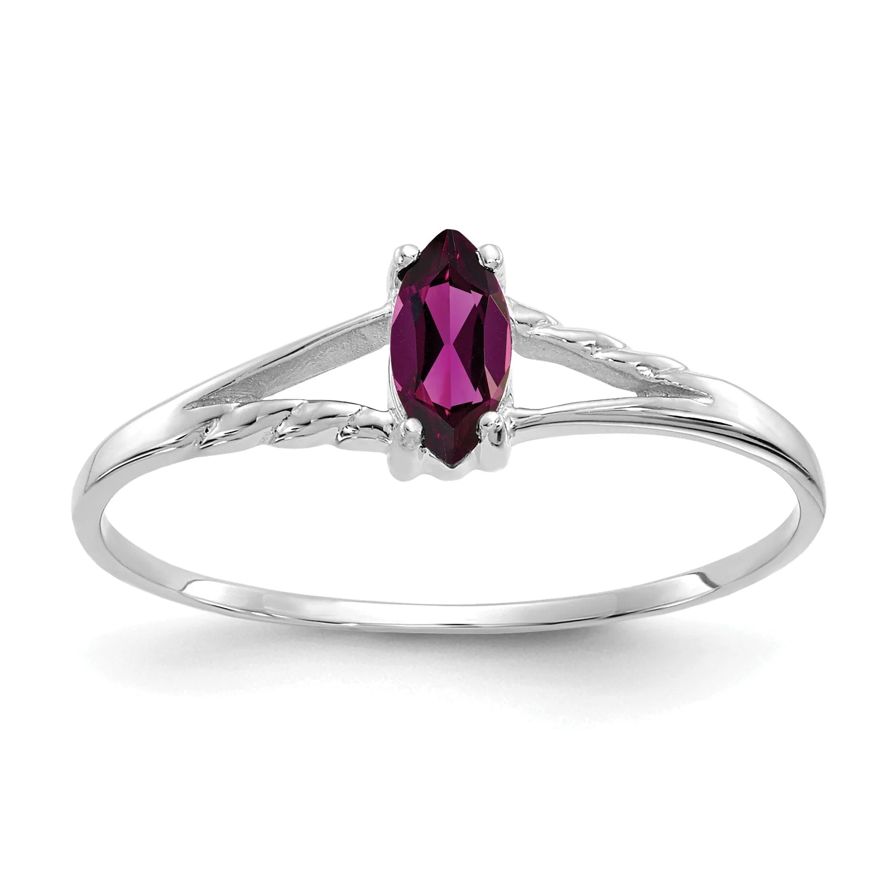 14k White Gold Rhodolite Garnet Birthstone Ring