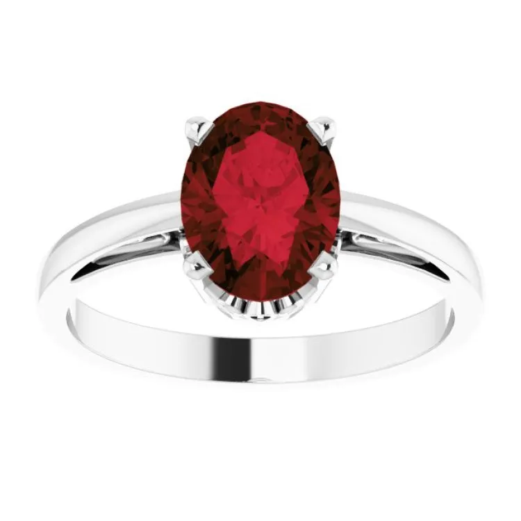 14K White Natural Mozambique Garnet Ring