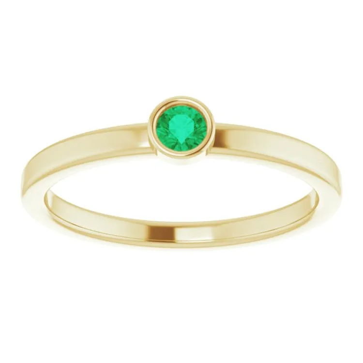 14K Yellow 3 mm Natural Emerald Ring