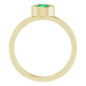 14K Yellow 5.5 mm Lab-Grown Emerald Ring