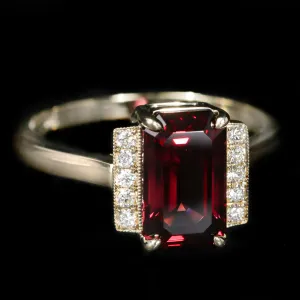 14K Yellow Gold 2.50 Carat Garnet and Diamond Ring