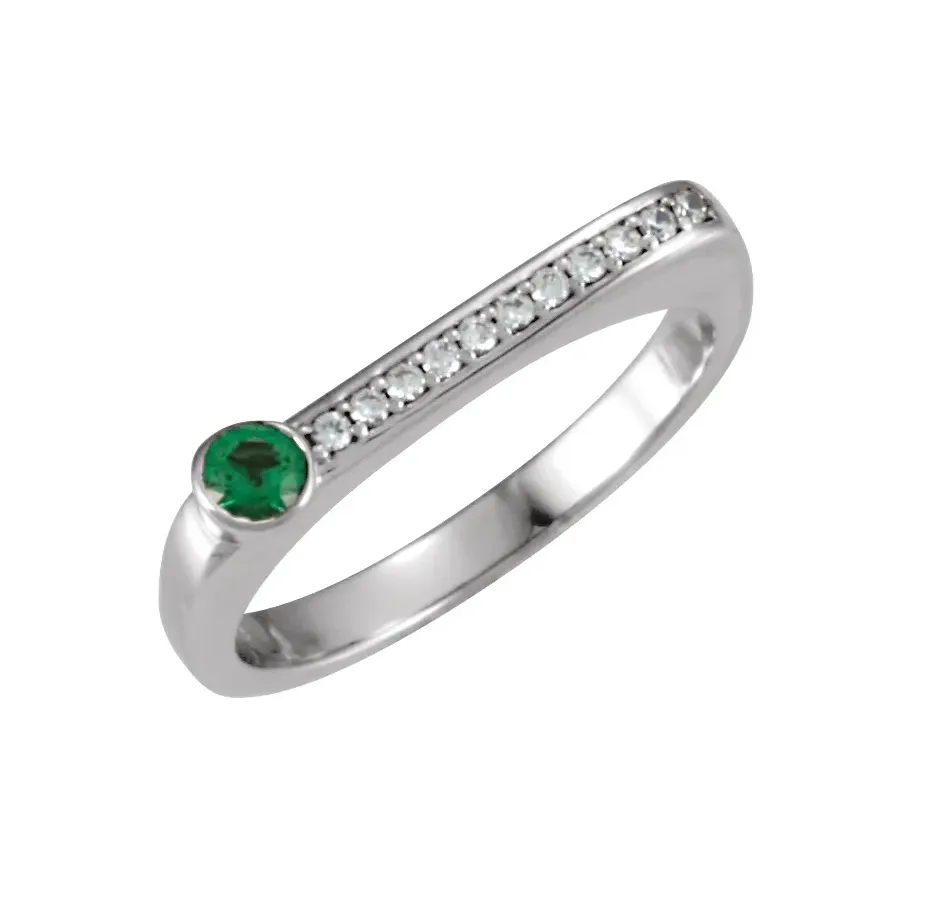 14K Yellow Natural Emerald and Diamond Ring