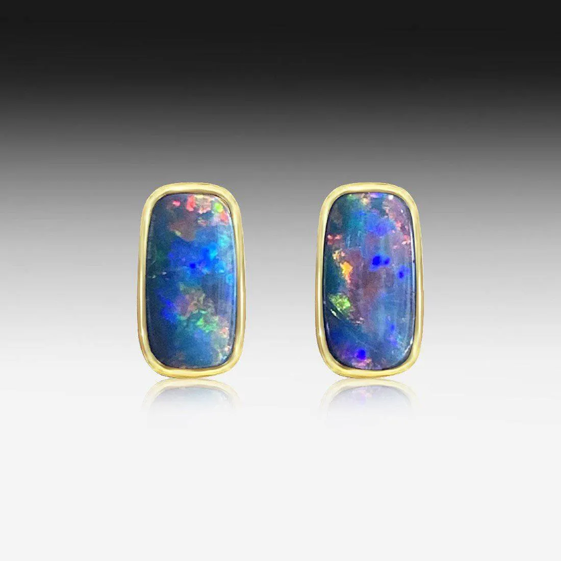 14kt Yellow Gold pair of Opal earring studs