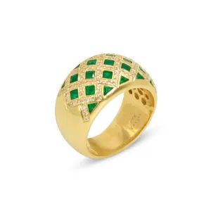 18k Gold Emerald and Diamond Fashion Band