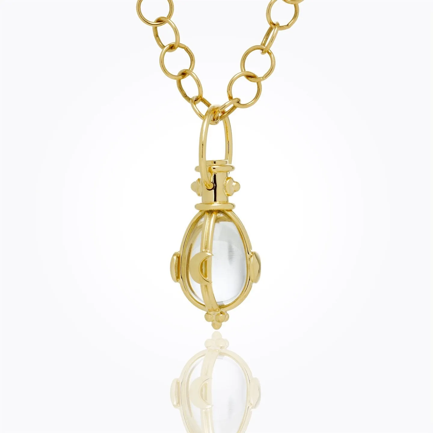 18K Lunar Crystal Amulet with oval rock crystal