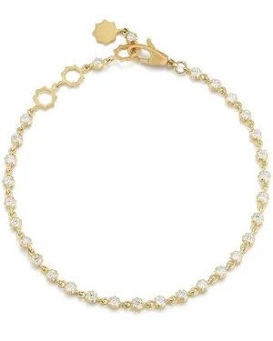 18k Yellow Gold Small Sophisticated Diamond Link Bracelet