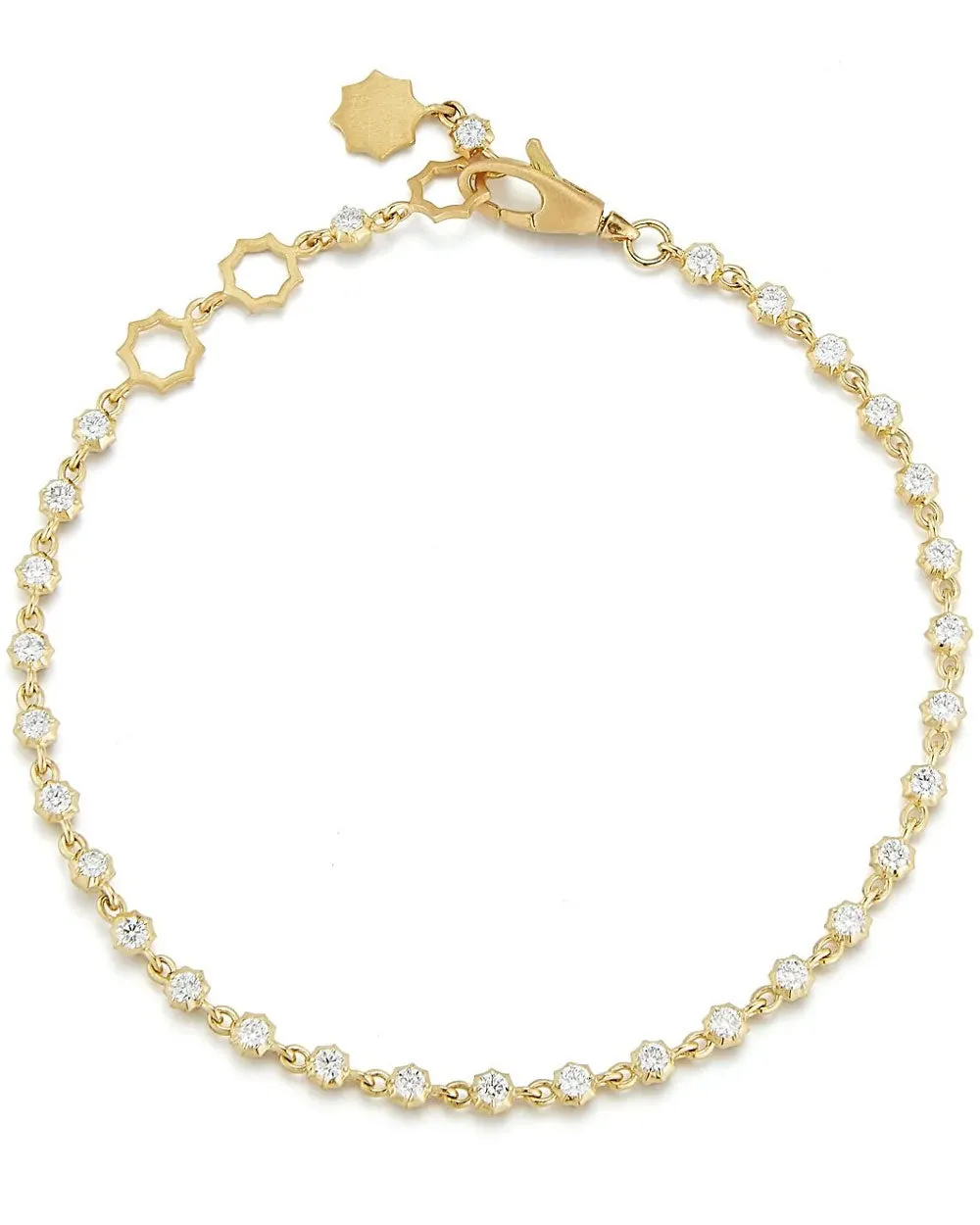 18k Yellow Gold Small Sophisticated Diamond Link Bracelet