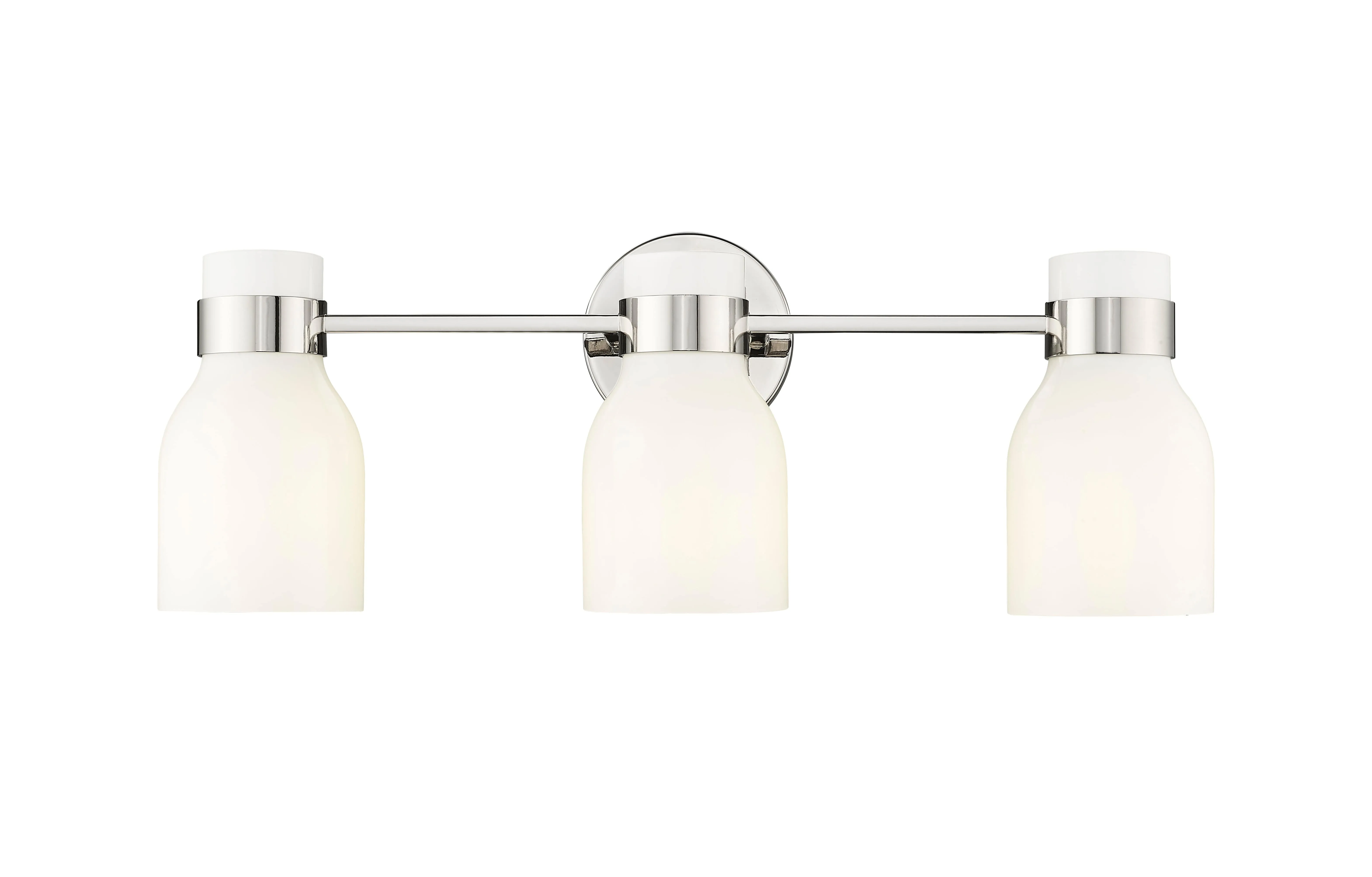 3 Lamps Corella Vanity Light - Polished Nickel - Opal Shiny Glass - 22.4in. Wide