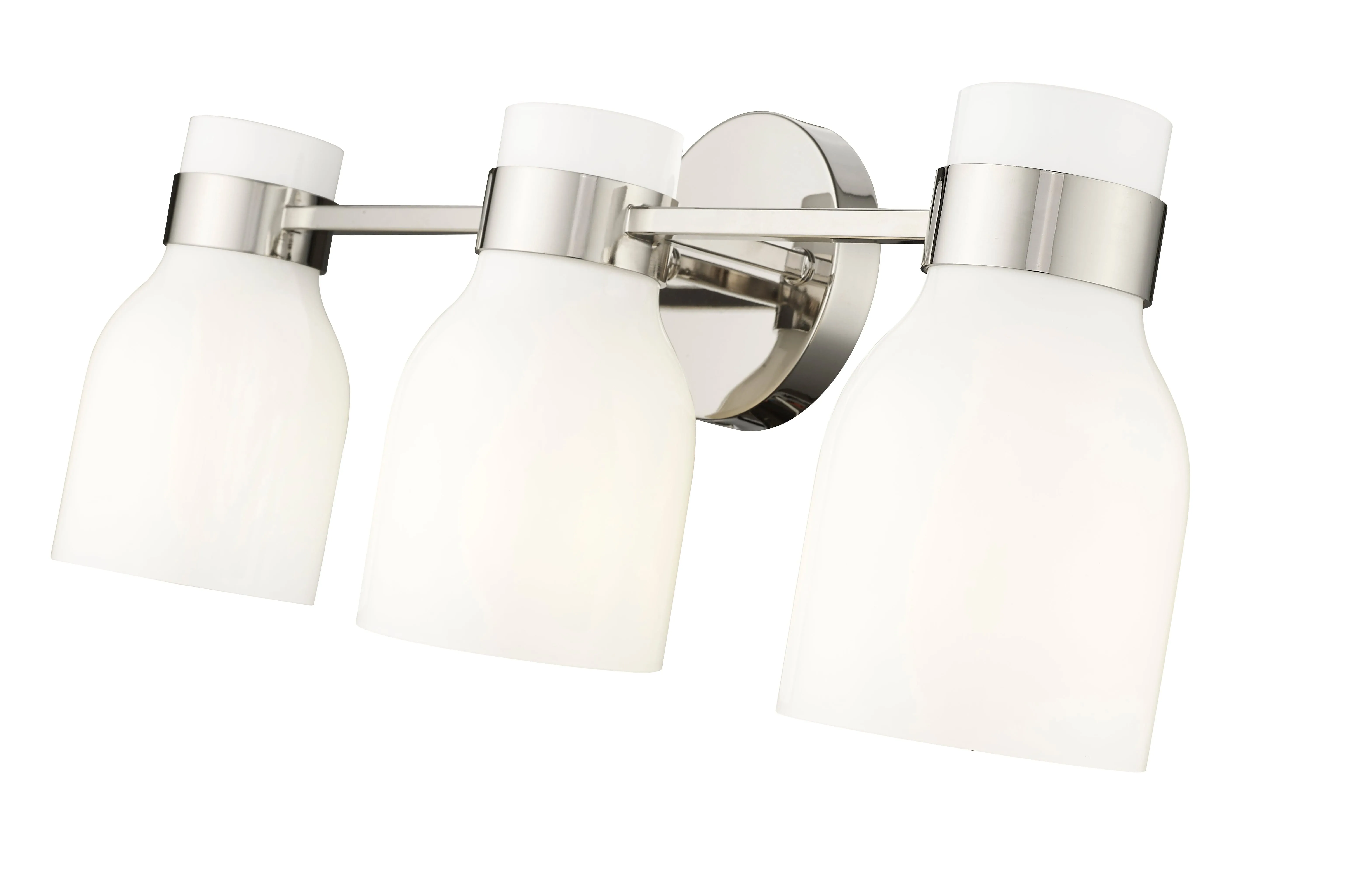 3 Lamps Corella Vanity Light - Polished Nickel - Opal Shiny Glass - 22.4in. Wide