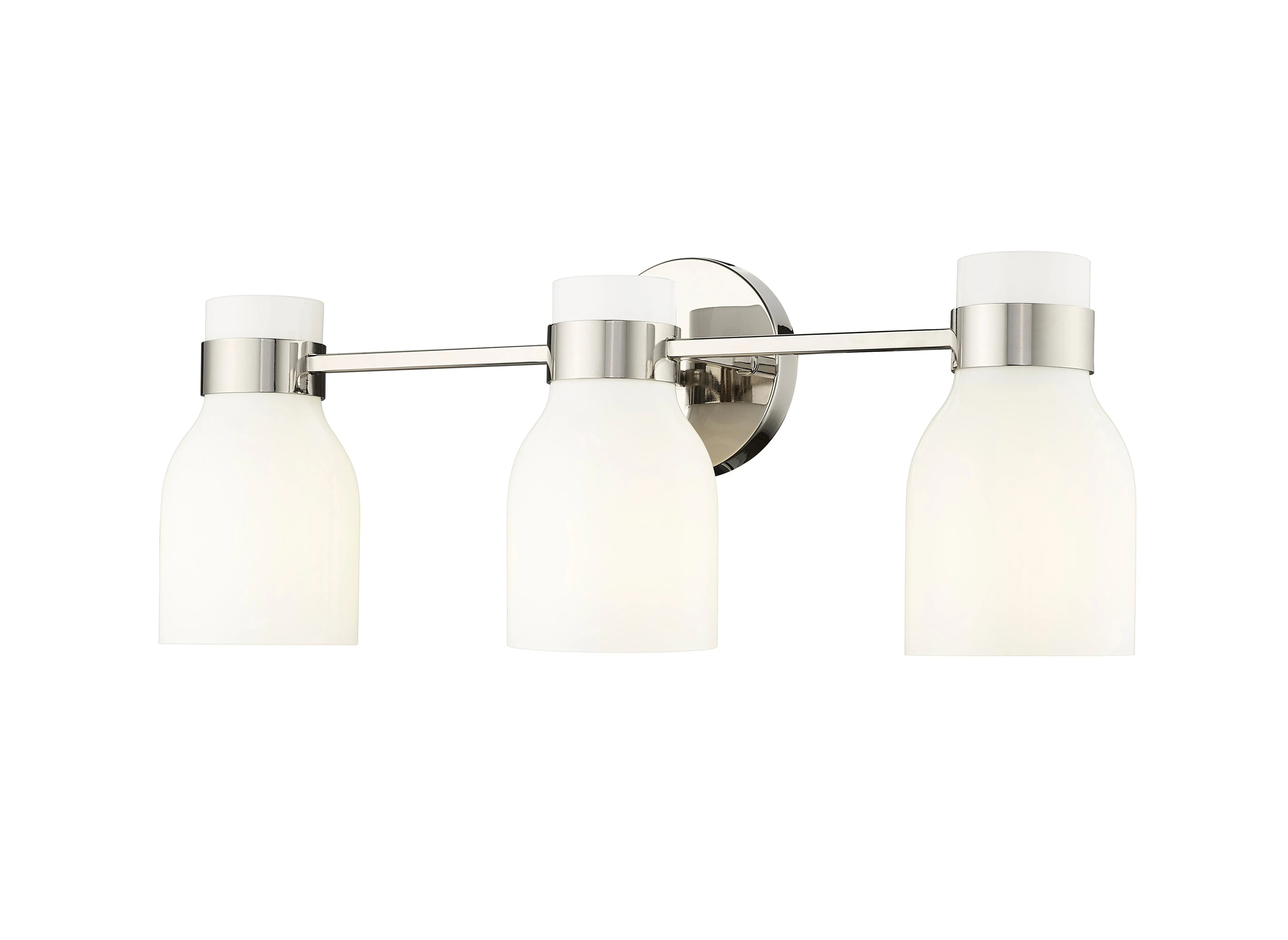 3 Lamps Corella Vanity Light - Polished Nickel - Opal Shiny Glass - 22.4in. Wide