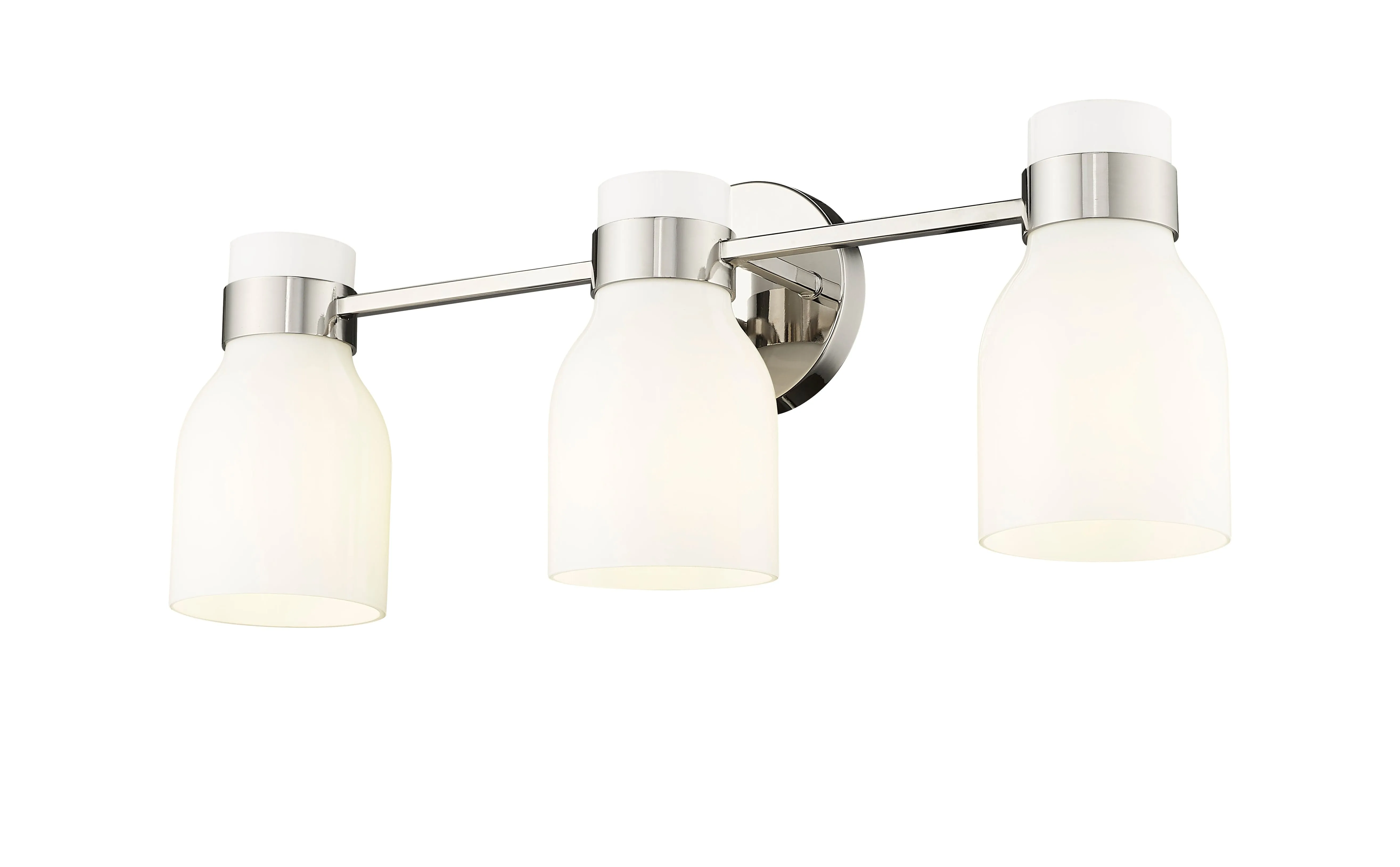 3 Lamps Corella Vanity Light - Polished Nickel - Opal Shiny Glass - 22.4in. Wide