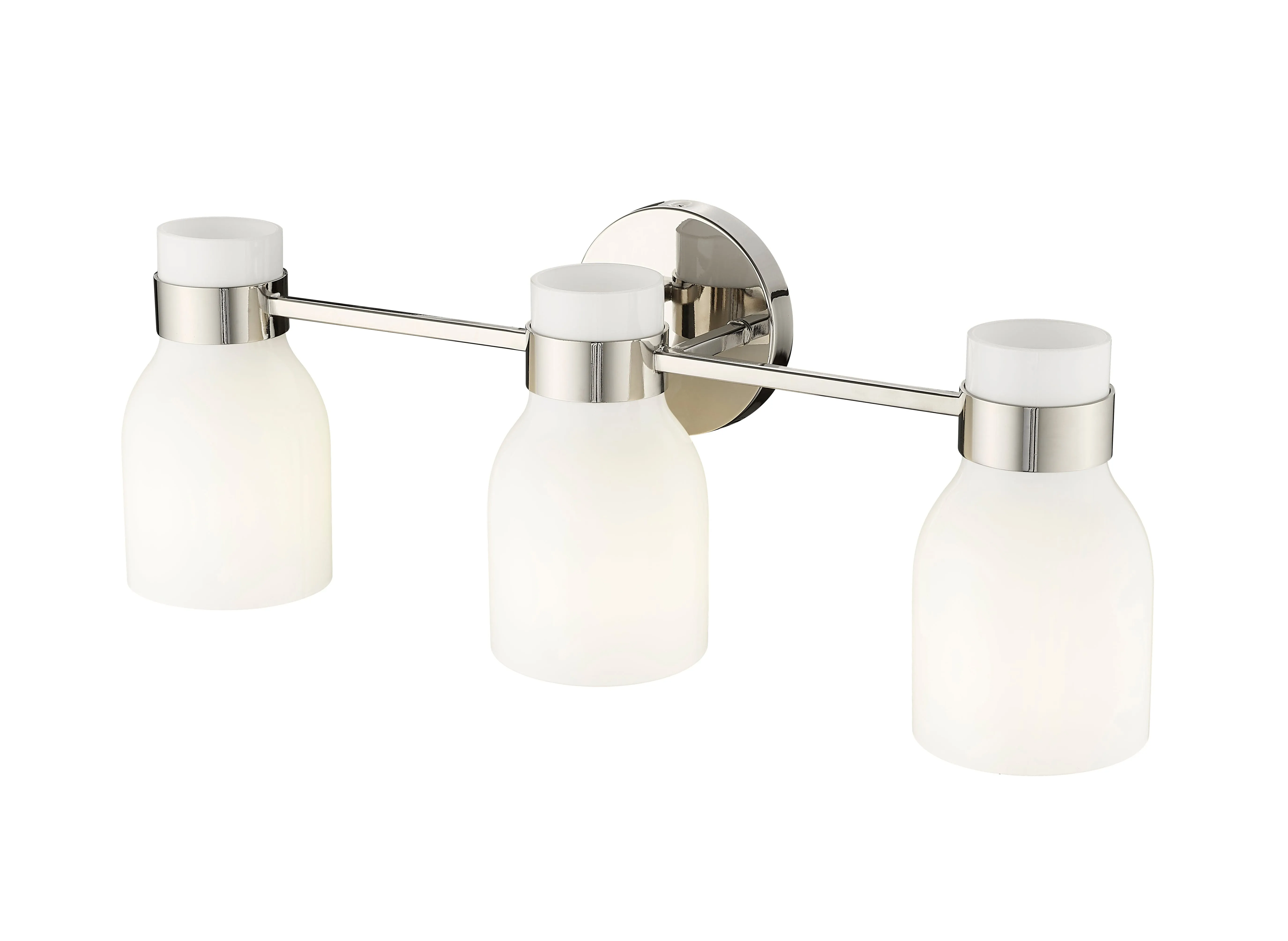 3 Lamps Corella Vanity Light - Polished Nickel - Opal Shiny Glass - 22.4in. Wide