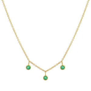 3 Mini Emerald Bezel Dangle Necklace