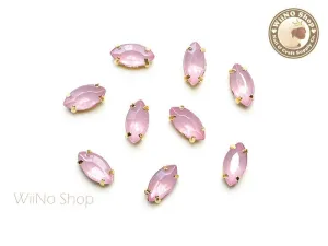 4 x 8mm Pink Opal Marquise Acrylic Rhinestone with Setting - 5 pcs