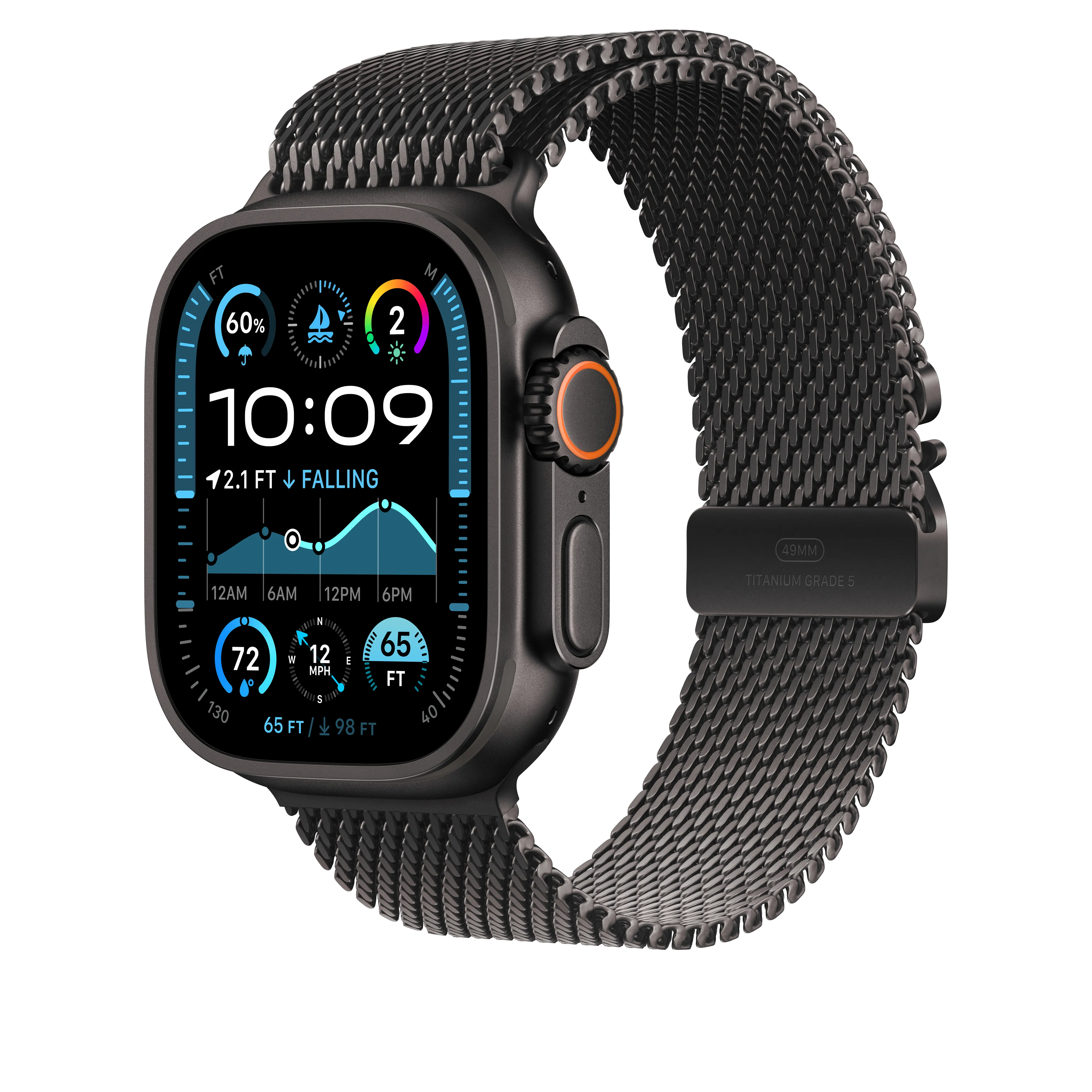 49mm Black Titanium Milanese Loop - Medium