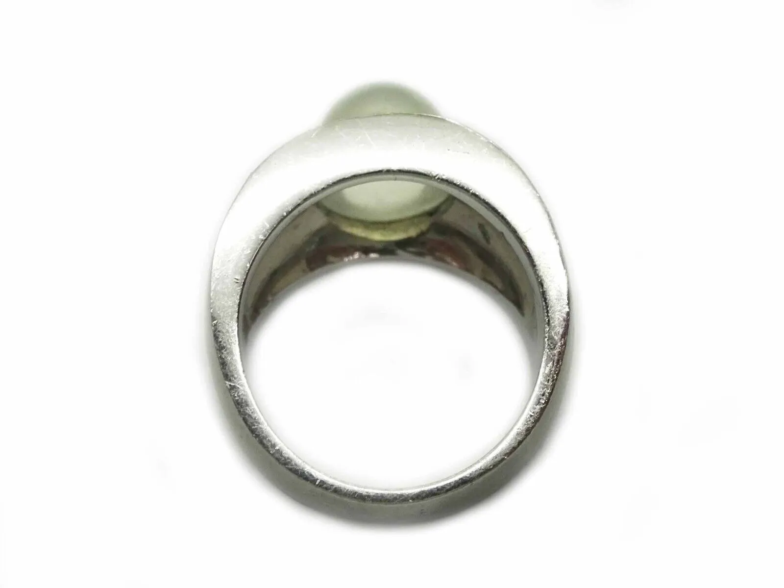 4ct Natural Moonstone Cabochon Cigar Band Ring 14k White Gold Size 5