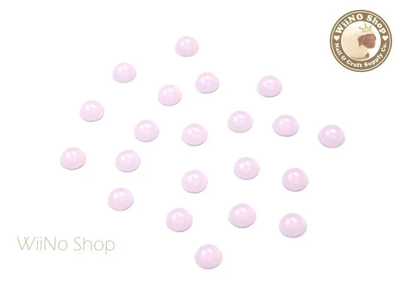 4mm Pink Opal Half Round Flat Back Acrylic Cabochon Nail Art - 15 pcs