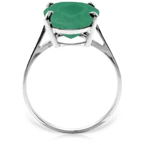 6.5 Carat 14K Solid White Gold Ring Natural Oval Emerald