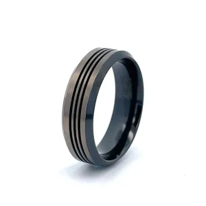 7mm Titanium & Black Zirconium GETi Ring Size T