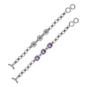 AB-6145-AM Sterling Silver Bracelet With Amethyst Q.