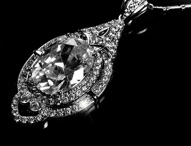 Adela Vintage Art Deco Clear Diamond Pendant Necklace | 27 Carat | Cubic Zirconia