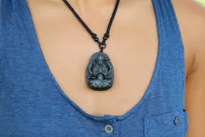 Adjustable Tibetan Onyx Chenrezig Necklace