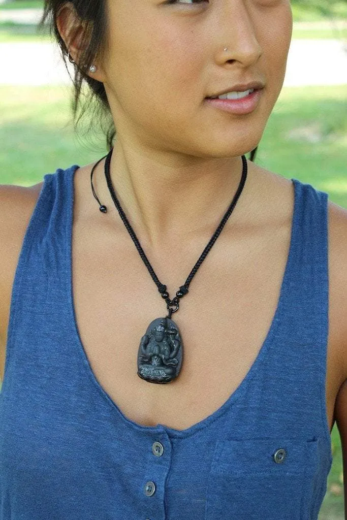 Adjustable Tibetan Onyx Chenrezig Necklace