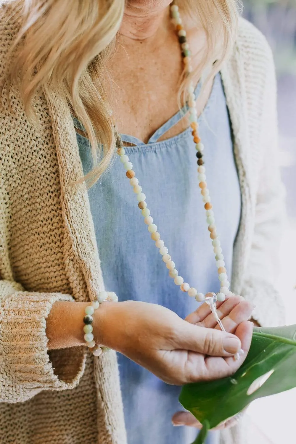 Amazonite Tranquility Mala & Bracelet Set