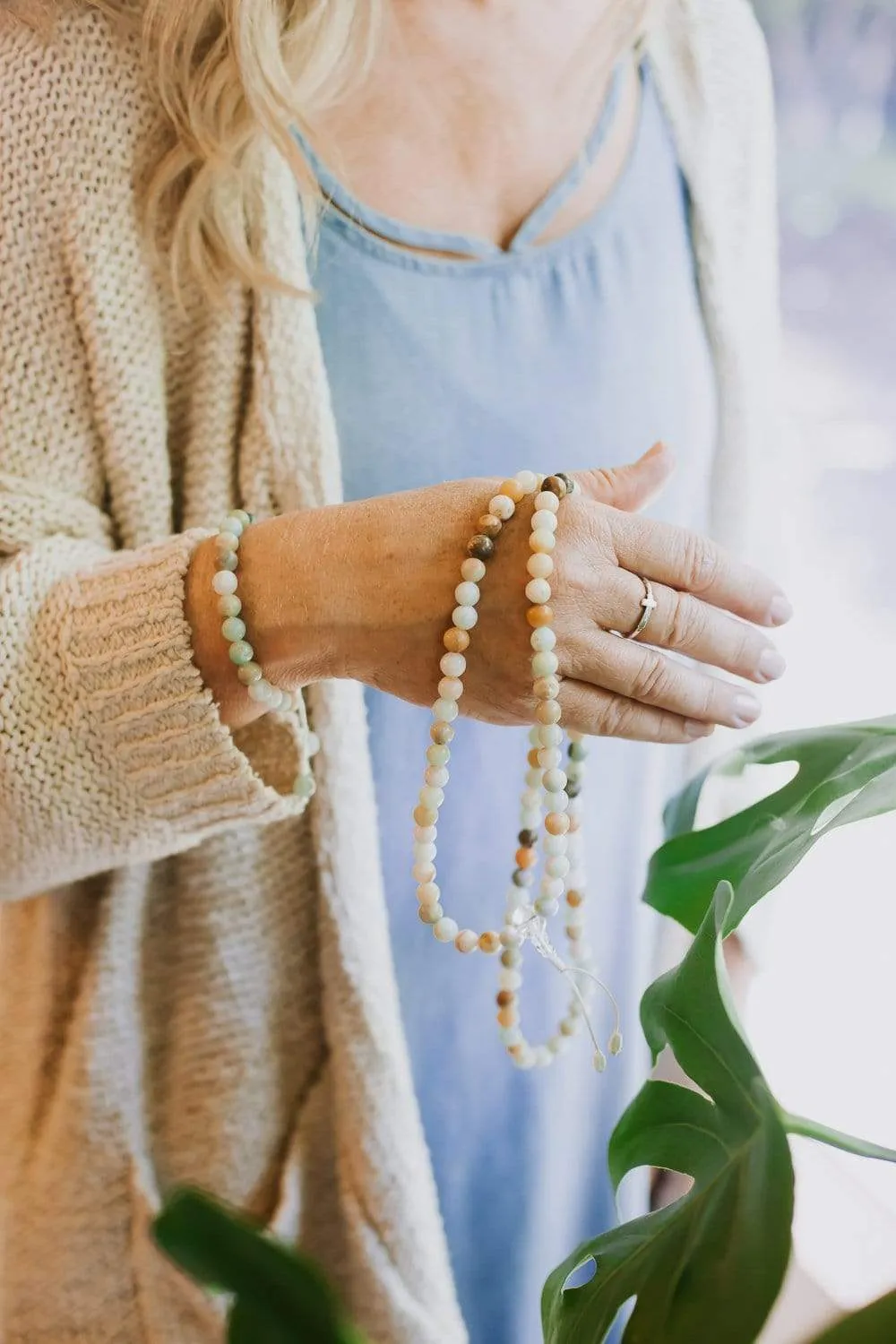 Amazonite Tranquility Mala & Bracelet Set