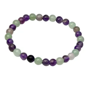 Amethyst, Fluorite, Green Aventurine 6mm Bead Gemstone Bracelet