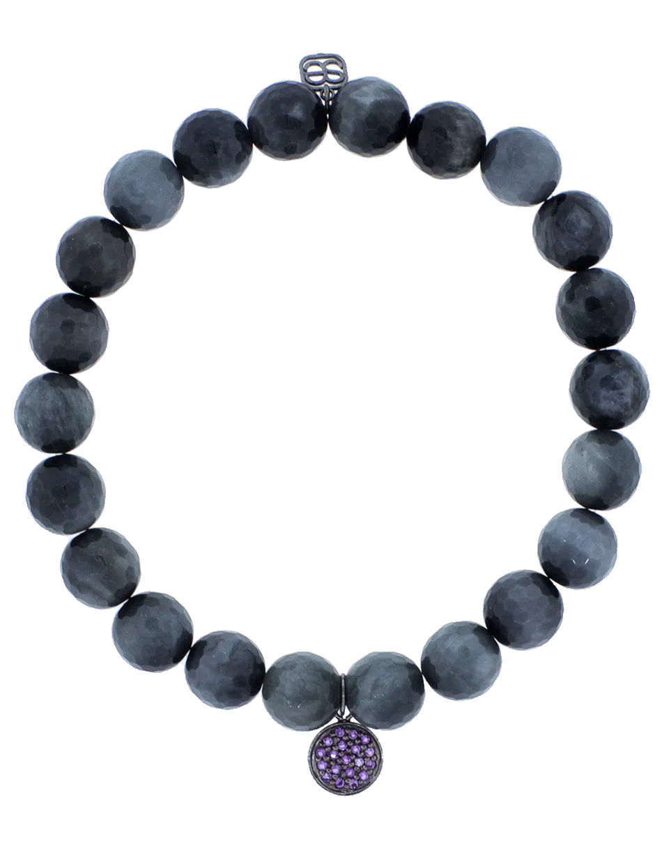 Amethyst Pave Disc Charm Bracelet