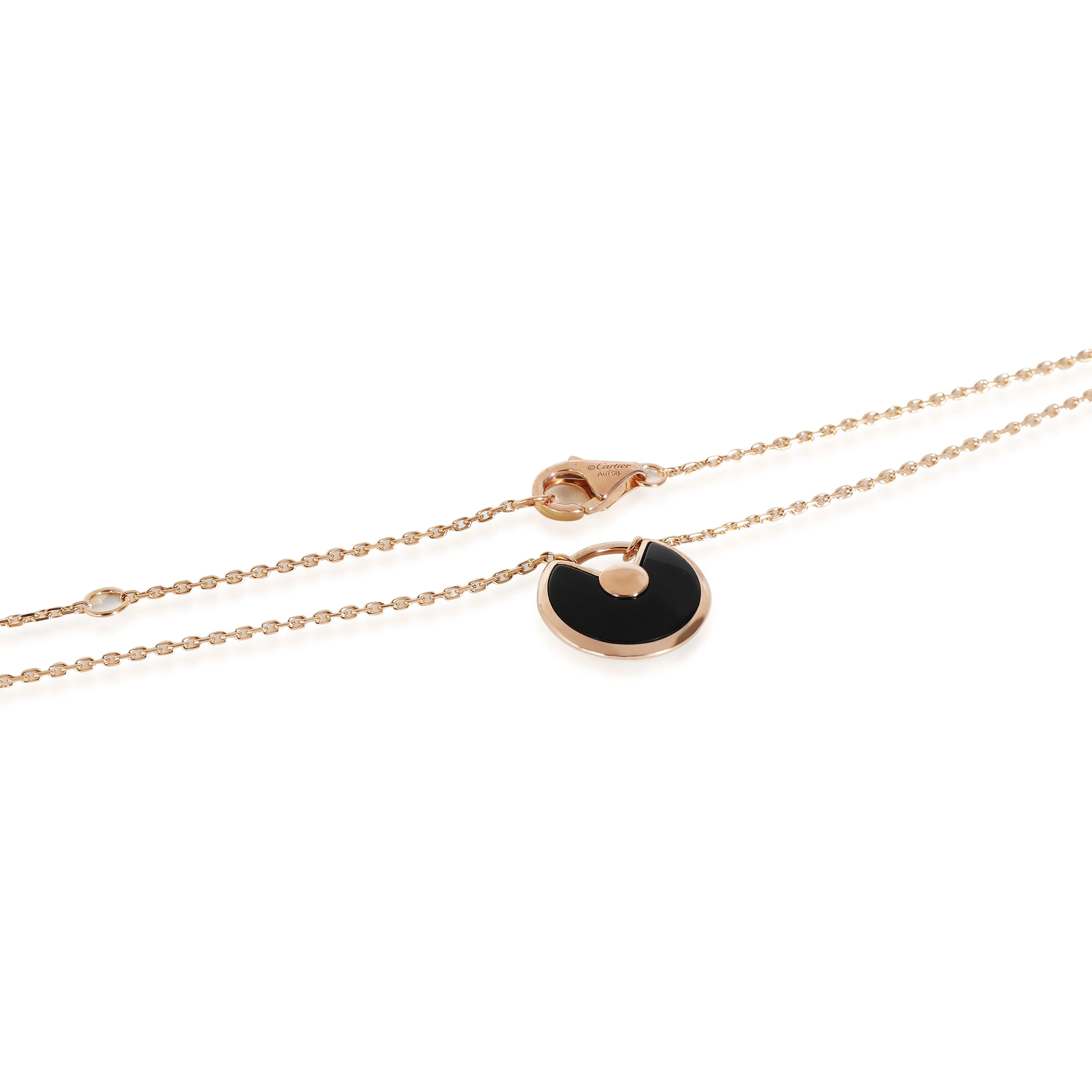 Amulette de Cartier Onyx Necklace in 18k Rose Gold 0.02 CTW