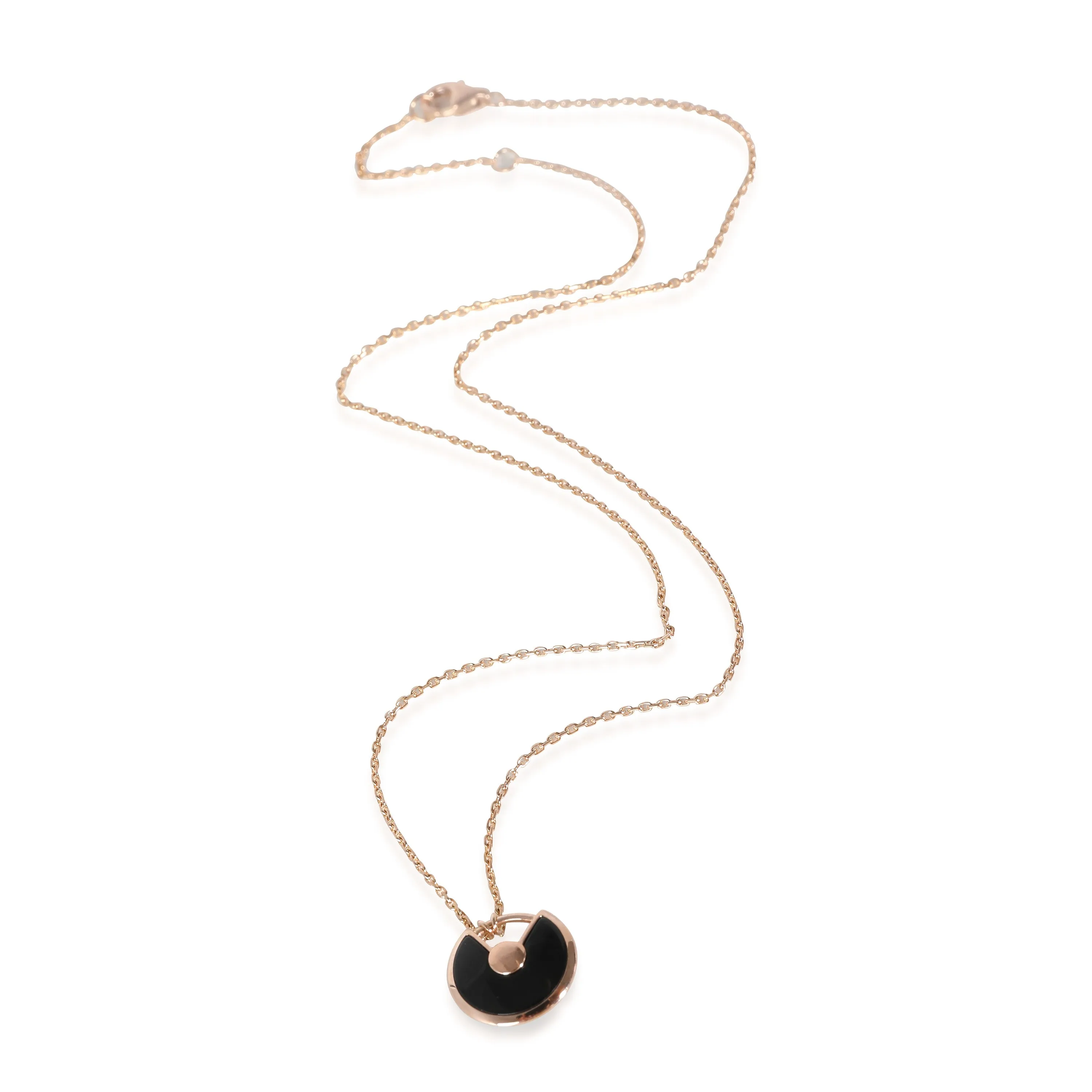 Amulette de Cartier Onyx Necklace in 18k Rose Gold 0.02 CTW