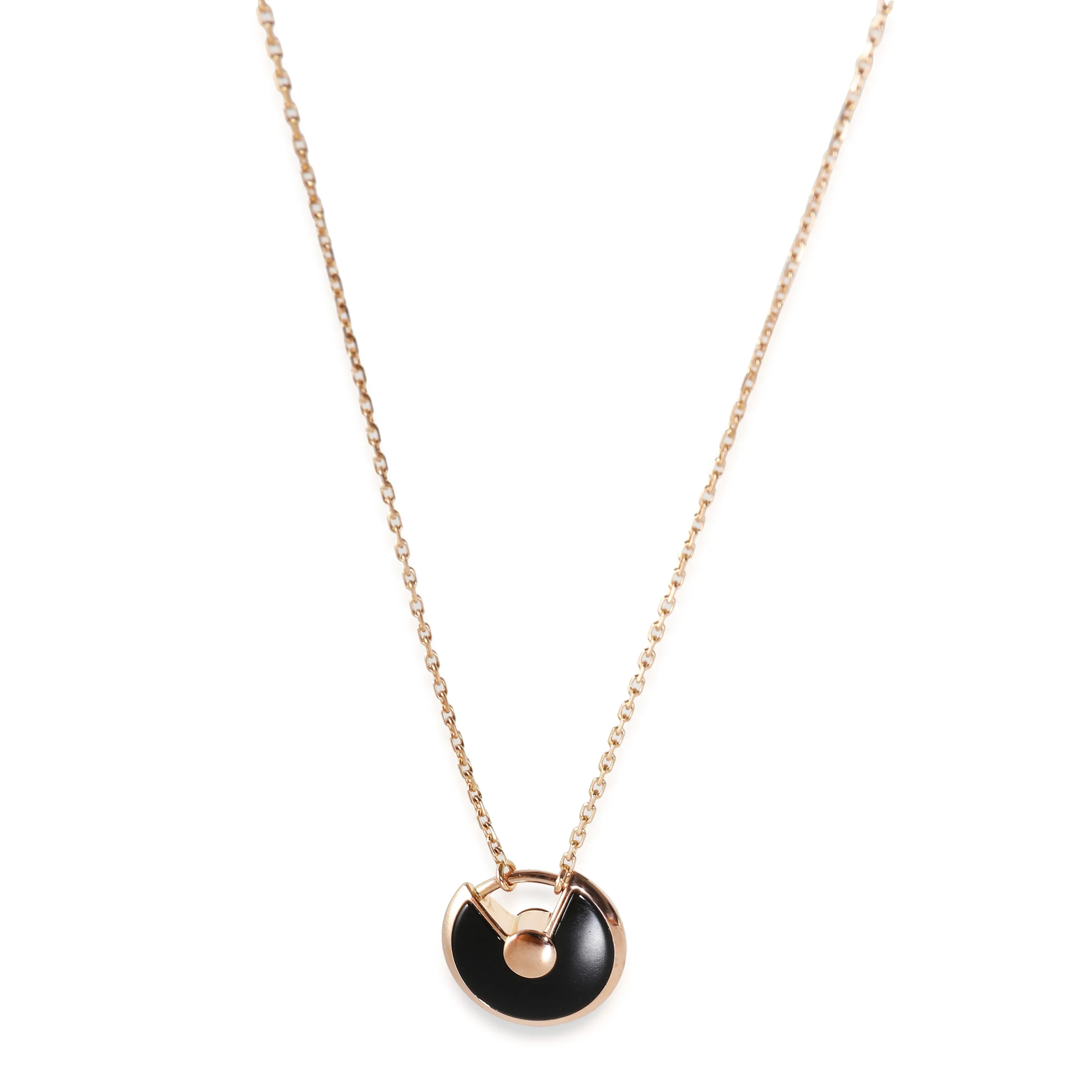 Amulette de Cartier Onyx Necklace in 18k Rose Gold 0.02 CTW