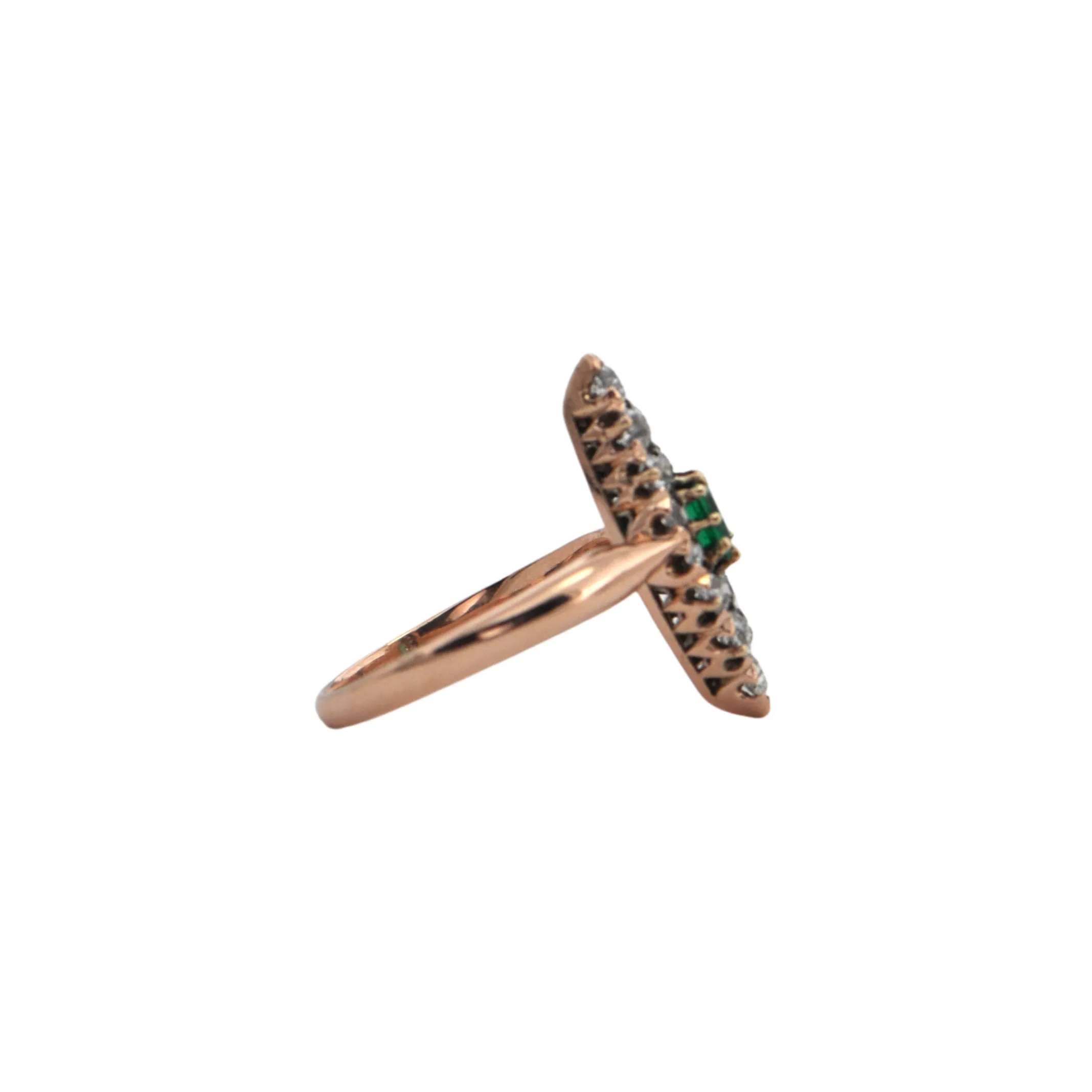 Antique Victorian Emerald and Diamond 14k/15k Rose Gold Ring