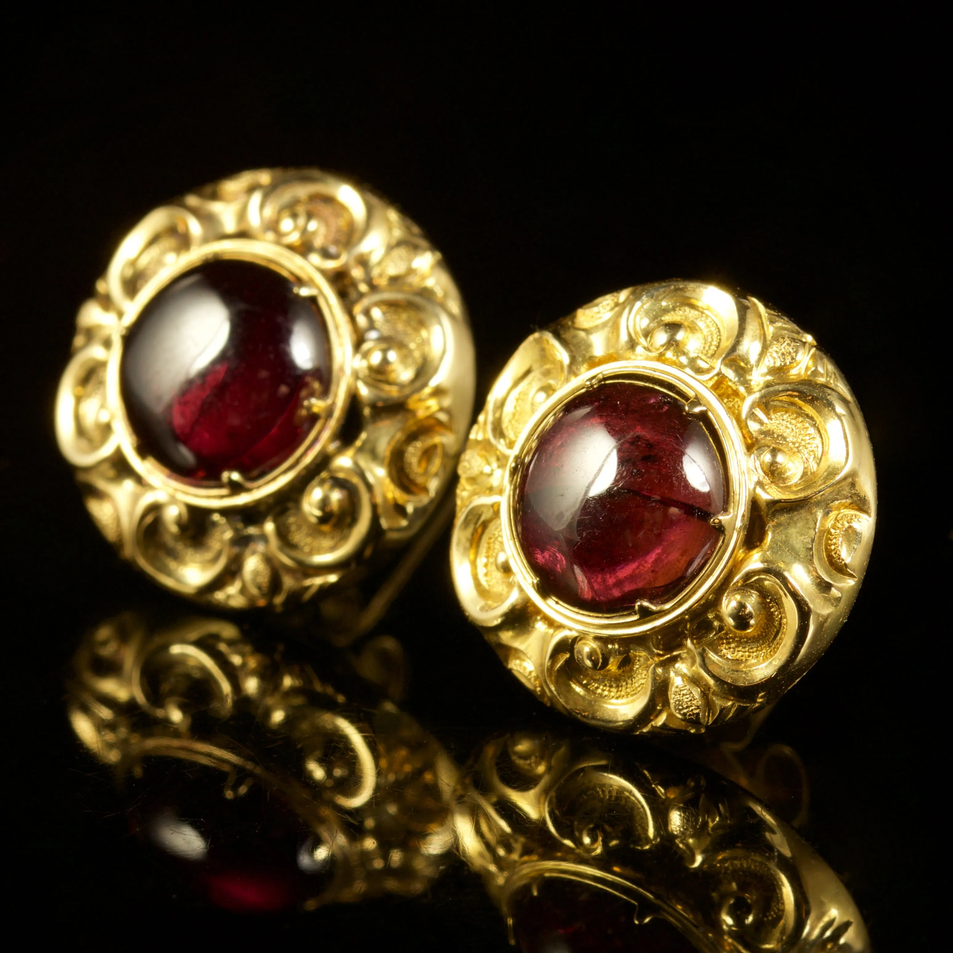 Antique Victorian Garnet Earrings 15Ct Gold Circa 1900