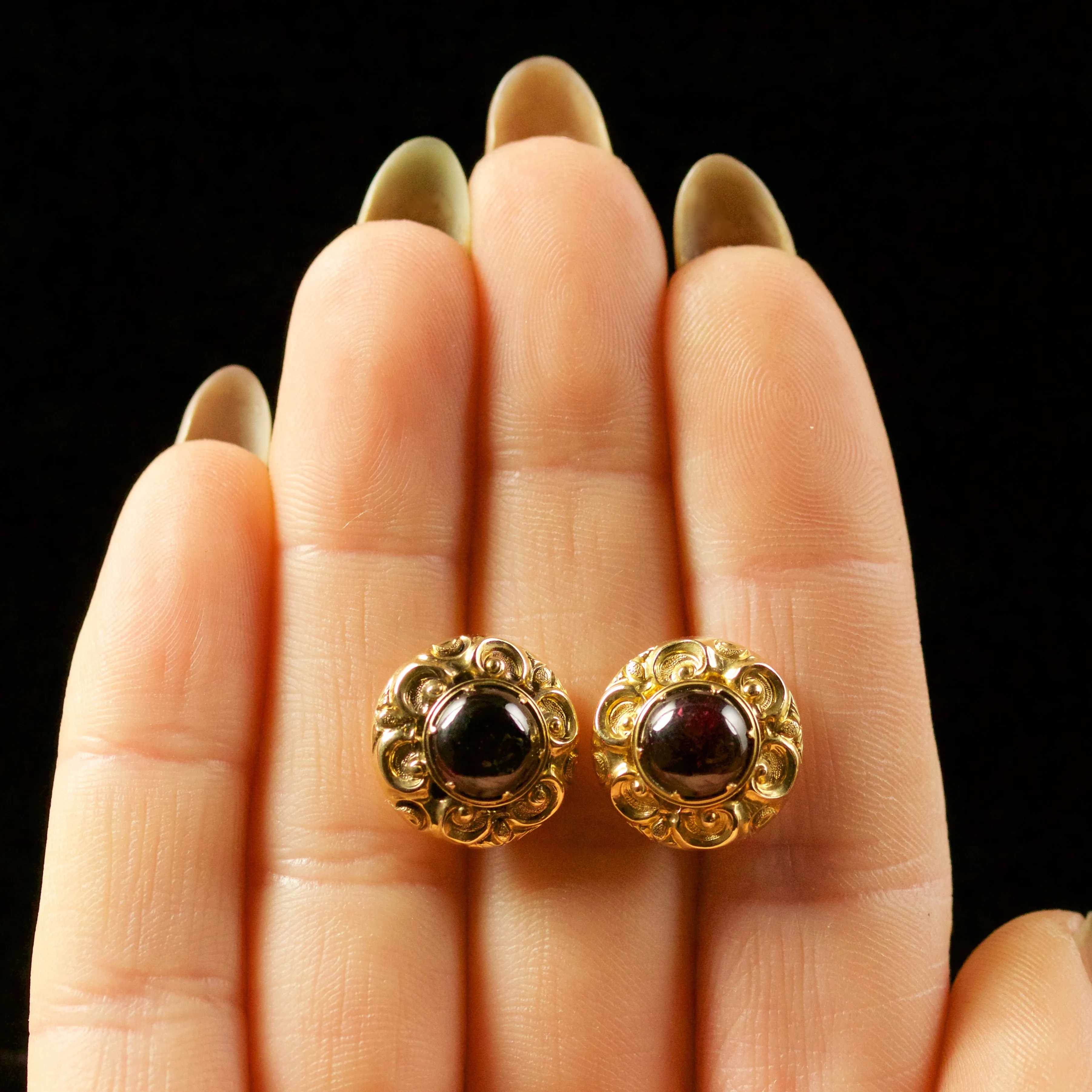 Antique Victorian Garnet Earrings 15Ct Gold Circa 1900