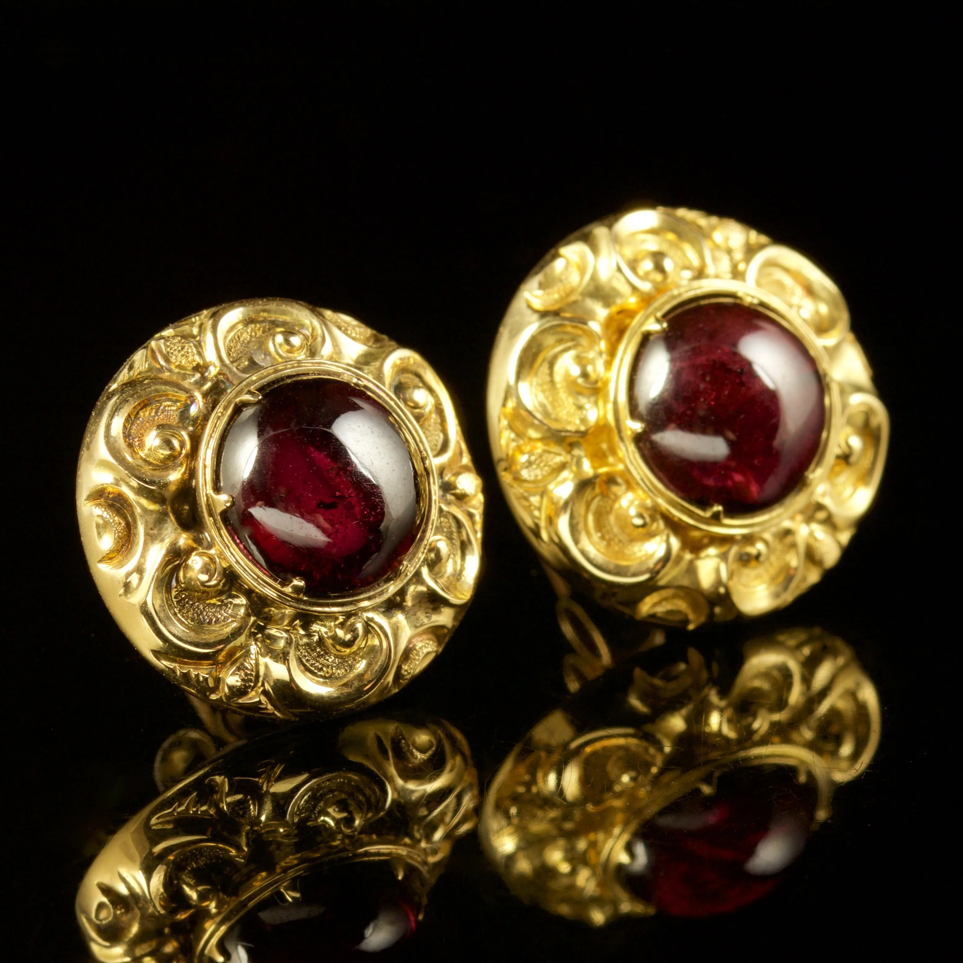 Antique Victorian Garnet Earrings 15Ct Gold Circa 1900