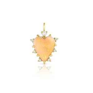 Australian Opal Heart Pendant with Diamond Frame