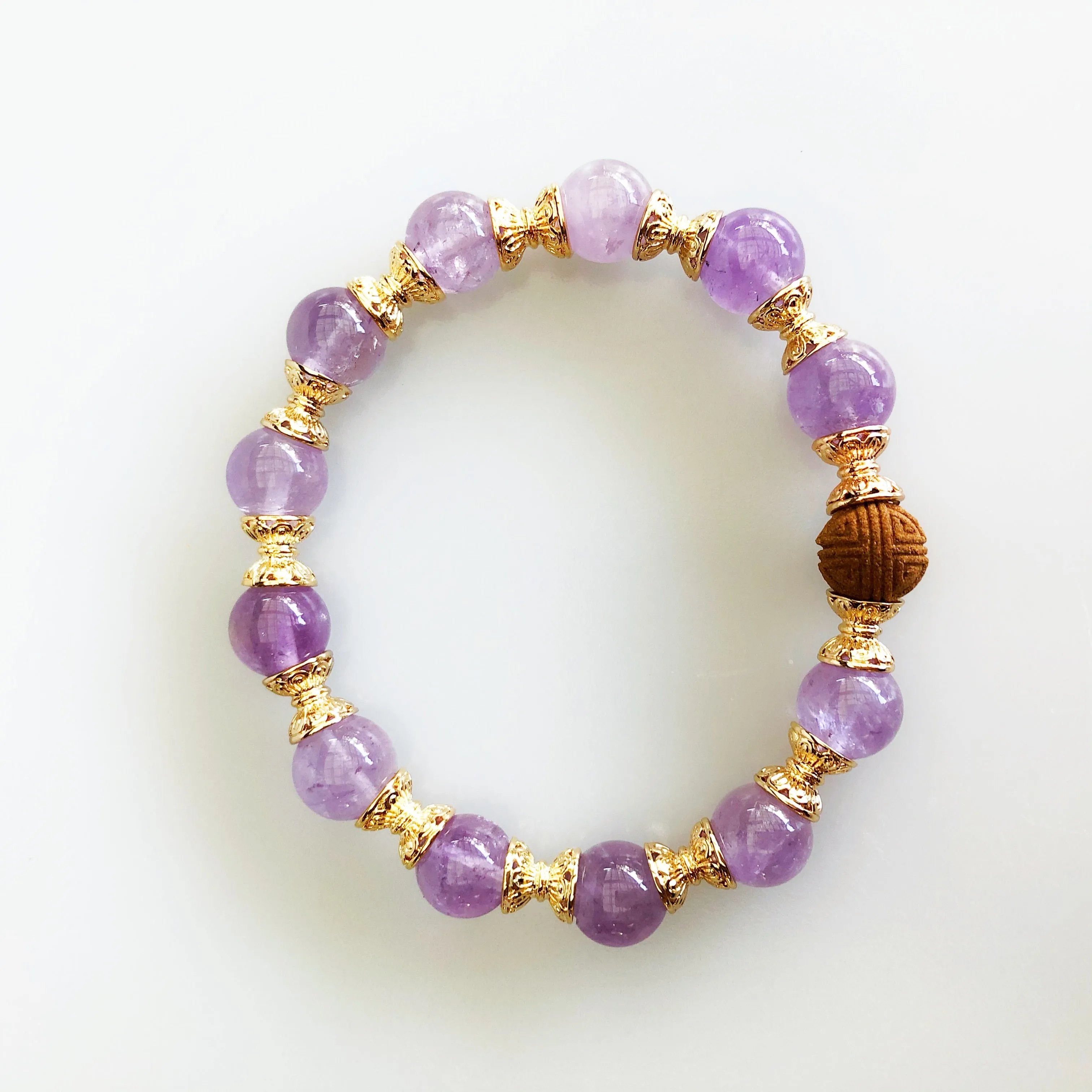 Beaded Herbal Amethyst Bracelet 10mm